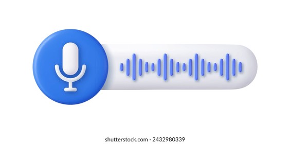 Mensaje de voz 3d para el diseño de dispositivos móviles. Mensaje de medios sociales. renderizado 3d. Ilustración de vector