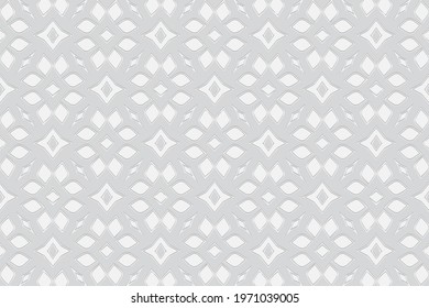 3d volumetric convex embossed geometric white background. Ethnic pattern in doodling style, handmade. Figured oriental ornament for wallpaper, stained glass, presentations, textiles, website.