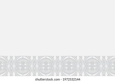 3d volumetric convex embossed geometric white background. Ethnic pattern in doodling style, oriental arabic motives.
Fashionable ornament, horizontal insert.