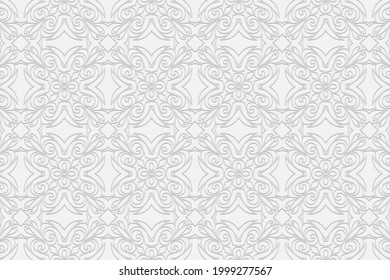 3d volumetric convex embossed geometric white background. Ethnic ornament with openwork artistic pattern in the style of handcrafted
Islam, Arabic, Indian, Turkish, Pakistani, Chinese, ottoman motives