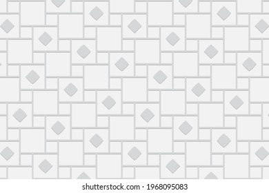 3D volumetric convex embossed white background. Ethnic geometric style. Stylish pattern for wallpapers, presentations, textiles, websites, coloring pages, wrapping paper.