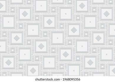 3D volumetric convex embossed white background. Ethnic geometric style. Exotic pattern for wallpapers, presentations, textiles, websites, coloring, wrapping paper.