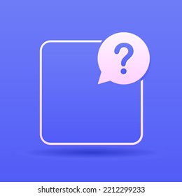 3d volumetric question mark. Cut out of paper copy space. Dialogue, bubble-style conversation on a purple background