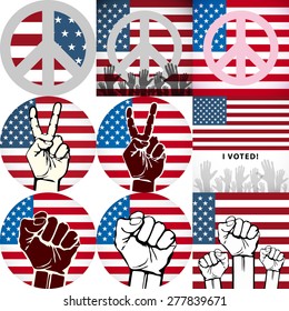 3d Vote pin with USA flag art vector symbol