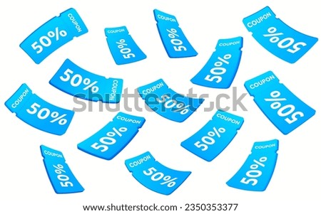 3d vouchers or coupons in different points of view, number of percentage discount, isolated on white background. Black friday banner concept. Promotional icon. 3d vector illustration. Сток-фото © 