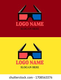 3D VR glasses logo design vector art.