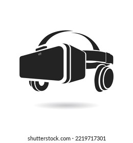 3d VR Headset illustration. Vector Virtual Reality technology digital glasses. Innovation device. Black and white