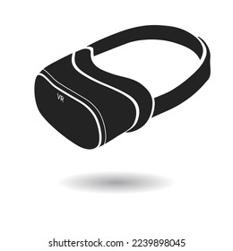3d VR Headset illustration. Vector Virtual Reality technology digital glasses. Innovation device. Black and white