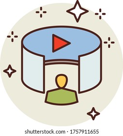 3D VR Player Concept Vector Color Icon design, additive manufacturing Symbol on white background, Extended Reality Sign