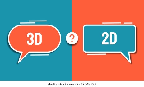 concepto de señalización de carretera de elección 3D vs 2D, diseño plano