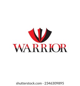 3D W letter with WARRIOR text logo design vector