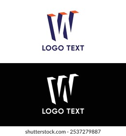 Vetor do logotipo do alfabeto plano 3D W