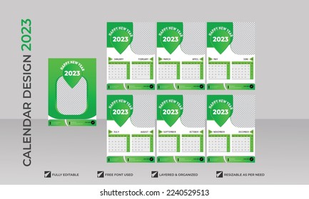 3d wall calendar design for new year 2023 and Creative modern colorful 2023 new year desk calendar design