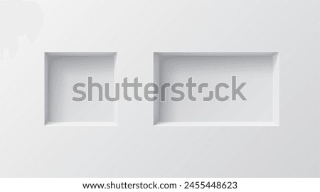 3d wall niches. Realistic vector two empty boxes or shelves on white colored background. Shop, gallery showcase mockup for product presentation. Blank retail storage, exhibit space, interior bookshelf