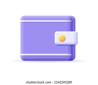 3d wallet icon. Render digital wallet symbol. Concept cashback, finance and payment online. 3d vector illustration