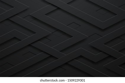 3d wallpaper vector black and line square background with shadow, grunge surface-illustration,abstract