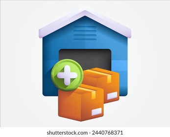 3d warehouse illustration for logistic and shipping storages or industry distribution for storehouse