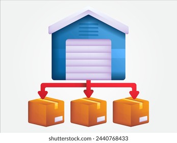 3d warehouse illustration for logistic and shipping storages or industry distribution for storehouse