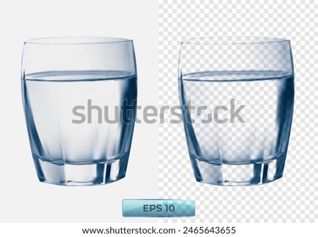 3d water cup isolated on transparent background. Realistic water glass