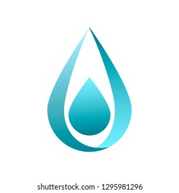 3d water drop, blue on white background, vector