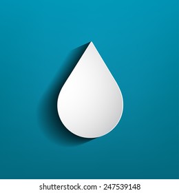 3d water drop icon on blue background.