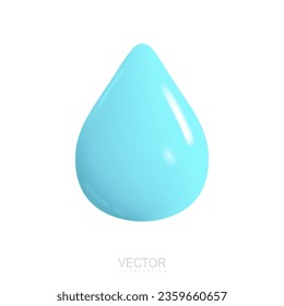 3d water drop isolated on white background. Realistic vector illustration