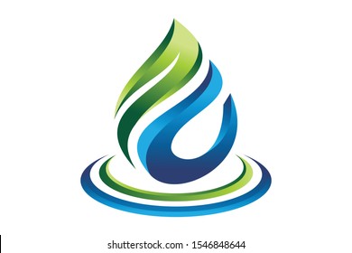 3D water drop logo concept for gas and oil logo company. blue gas is symbol spirit and live. vector logo, symbol, sign, or mark design illustration