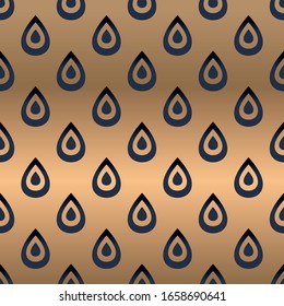 3d Water drops abstract geometric seamless pattern. gold and blue ornament. Graphic modern pattern. Simple lattice graphic design.