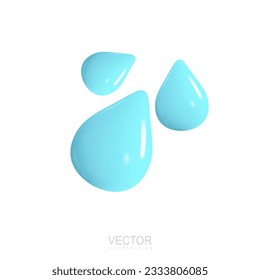 3d water drops isolated on white background. Water splash. Realistic vector illustration