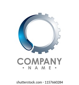 3d water and gear combined vector - white background. graphic design elements, icons or logo. Vector illustration