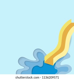 3D water splash summer abstract background with paper cut shapes design for business presentations, flyers, posters
