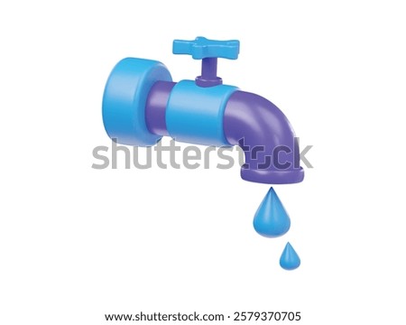 3d water tap icon render illustration
