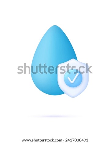 3D Waterproof icon. Water resistant sign. Water protection, liquid proof protection. Trendy and modern vector in 3d style