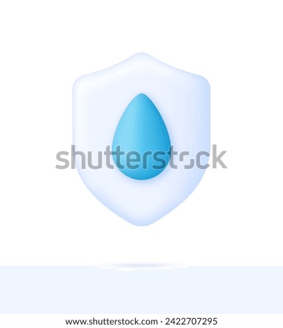 3D Waterproof icon. Water resistant sign. Water protection, liquid proof protection. Trendy and modern vector in 3d style