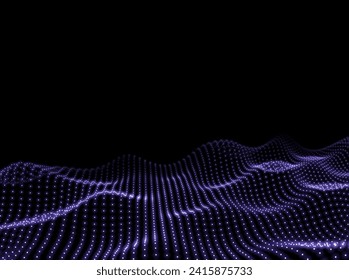 3d Wave Background. Points Scientific Texture. Abstract Backdrop. Technology Pattern. Vector illustration