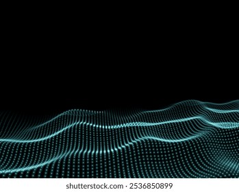 3d Wave Background. Points Surface Pattern. Abstract Texture. Scientific Backdrop. Vector illustration