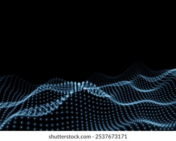 Fondo de onda 3d. Patrón de Tecnología científica. Contexto de puntos. Textura de superficie digital. Ilustración vectorial