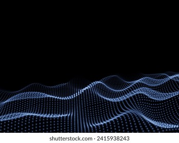 3d Wave Background. Technology Points Backdrop. Scientific Surface Pattern. Abstract Digital Texture. Vector illustration