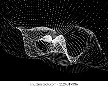 3d wave dots grid circle. Futuristic infographic. Vector illustration.