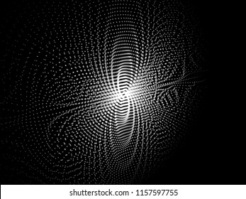 

3d wave dots grid circle. Futuristic background. Vector illustration.