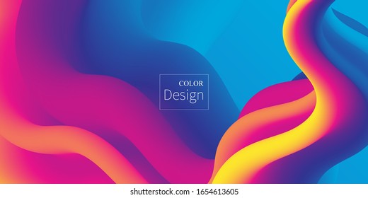 3d Wave. Fluid Colors. Liquid Shape. Ink Splash. Colorful Cloud. Flow Wave. Modern Poster. Color Background. Vector.