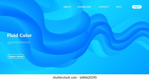 3D-Welle. Flüssigkeitsstrom. Landing Page. Blaue Welle. Trendy abstrakte Abdeckung. Futuristisches Design-Poster. Farbverlauf. Vektorillustration. Flüssigkeitsform.