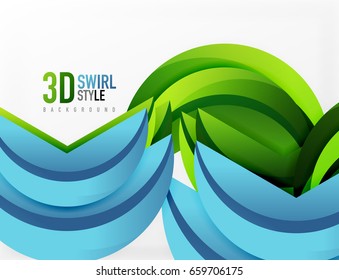3D wave lines design. Dynamic effect abstract vector Illustration, modern pattern template