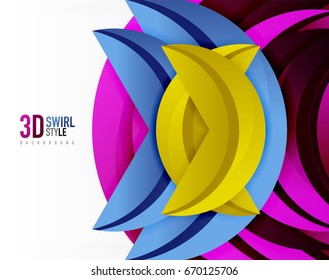 3D wave lines design. Dynamic effect abstract vector Illustration, modern pattern template