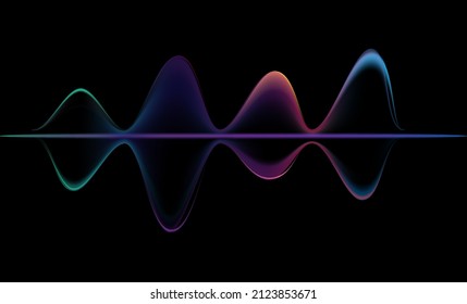 3D-Welle auf dunklem Hintergrund.Digital-Musik-Sound-Energie-Vektornetz.