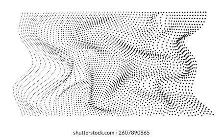 3D wave of particles shaping a textured abstract surface