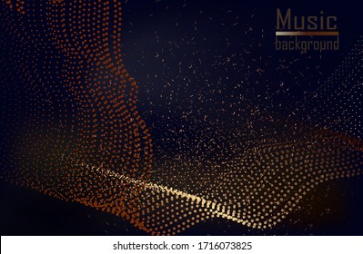 Malla fractal de punto de onda 3d. Infografía de ciencia futurista. Visualización del sonido. Ilustración del vector