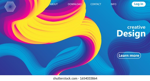 3d Wave. Rainbow Background. Fluid Shapes. Wave Pattern. Summer Poster. Colorful Gradient. Flow Shape. Abstract Cover. Rainbow Color. Vector Illustration. Fluid Flow.