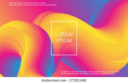 3d Wave. Vibrant Background. Fluid Colors. Wave Pattern. Summer Poster. Color Gradient. Flow Shape. Abstract Cover. Summer Colors. Vector Illustration. Fluid Flow.