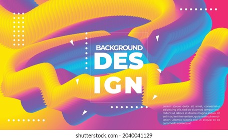 3d Wave. Lebhafter Hintergrund. Flüssigkeitsfarben. Wellenmuster Sommerplakat. Farbverlauf-Farbverlauf. Flussform. Abstrakte Abdeckung. Sommerfarben. Vektorgrafik. Flüssigkeitsfluss.